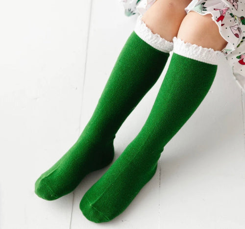 Calcetas altas encaje Verde Navidad