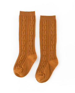 Color Gold Knit Knee High Socks