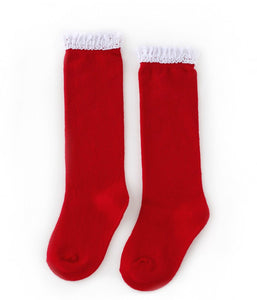 Tall lace socks Color Santa Baby