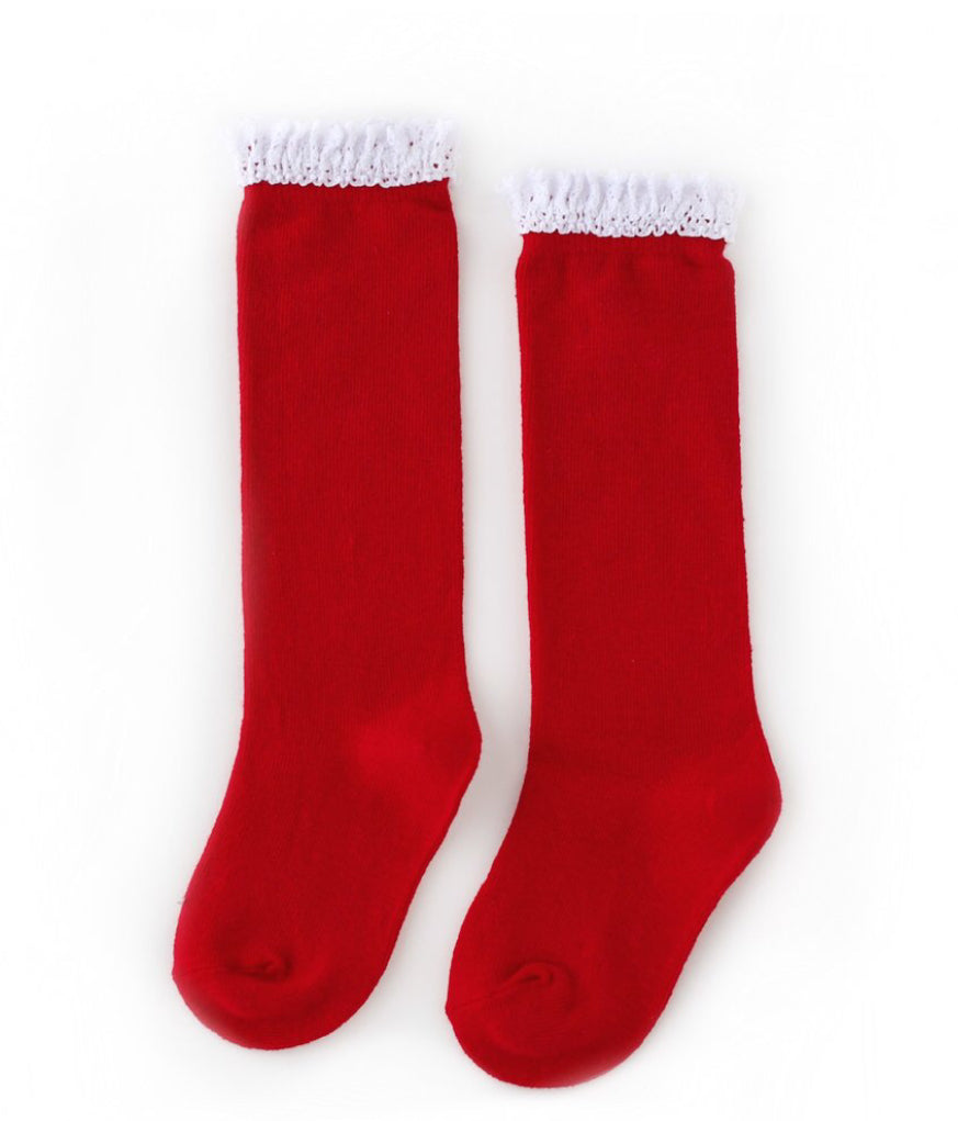 Tall lace socks Color Santa Baby