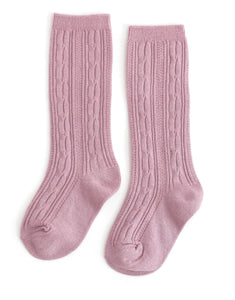 Dusty Rose Color Knit Knee High Socks