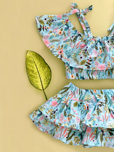 Crop Top and Tropical Flower Skirt Mod 1974