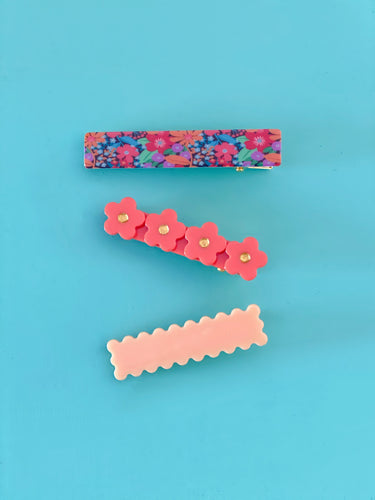 Set Clips Coral and Melon Colors