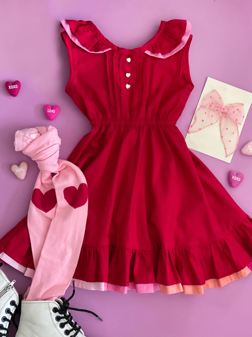 Vestido Rojo/orilla colores Modelo 1962