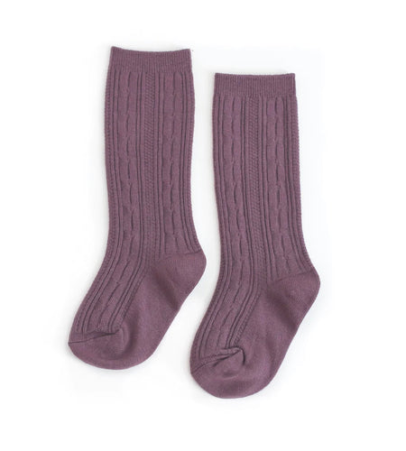 Color Plum Knit Knee High Socks