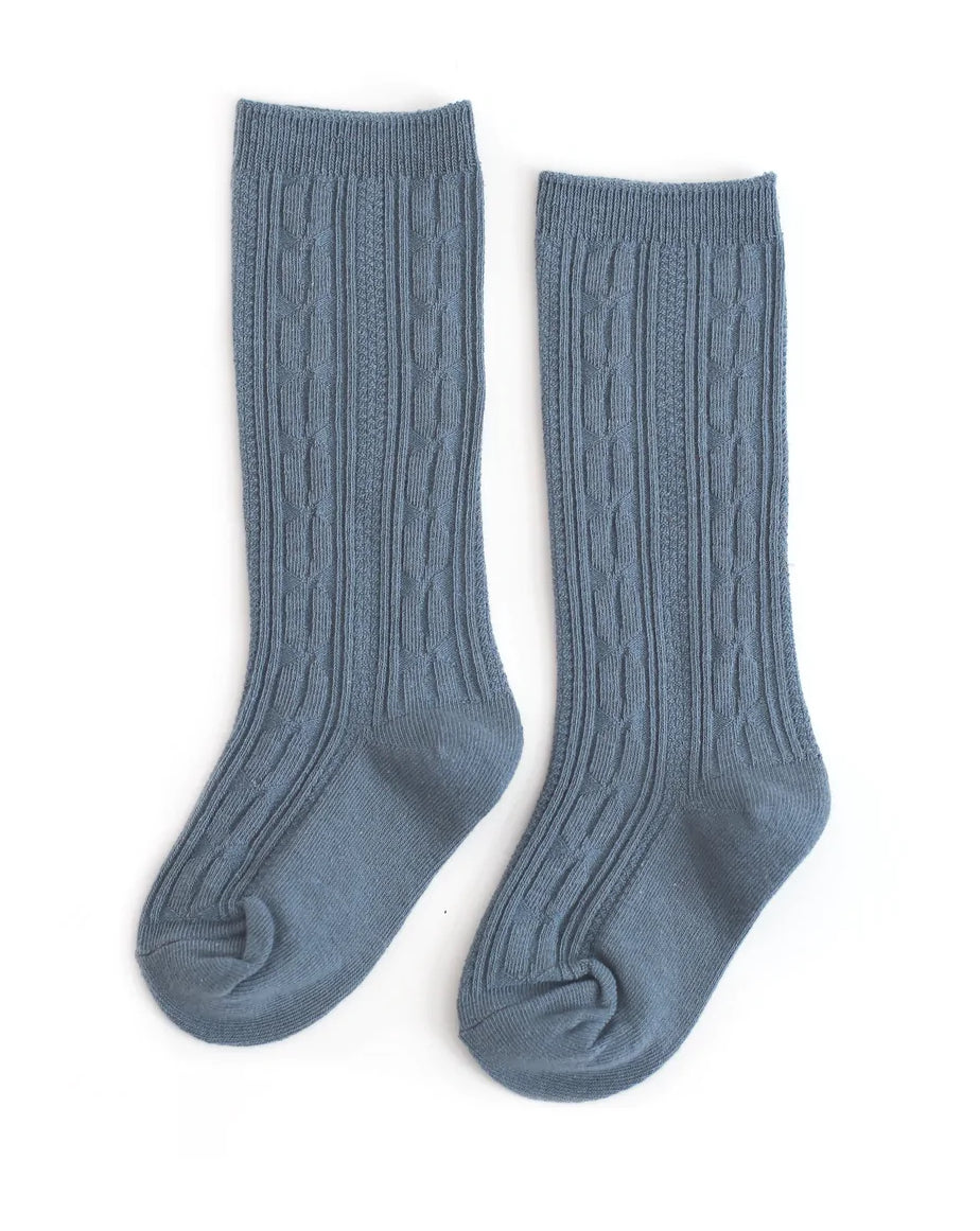 Knitted High Socks Color Steele Blue