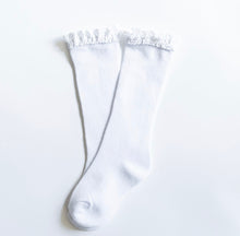 Load image in gallery viewer, White lace knee high socks