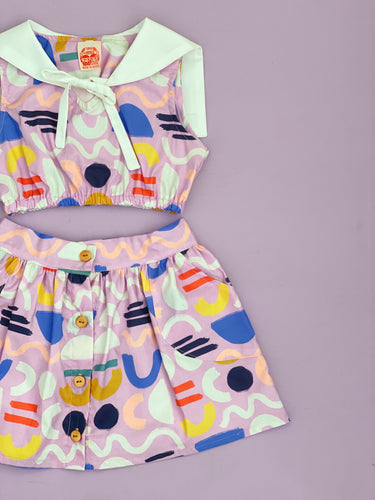 Skirt and Crop Top Geometric Mod 1957